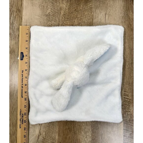 Nuby Bunny Rabbit Lovey Plush Security Blanket 14" Blue White Embroidered Eyes - Picture 4 of 7